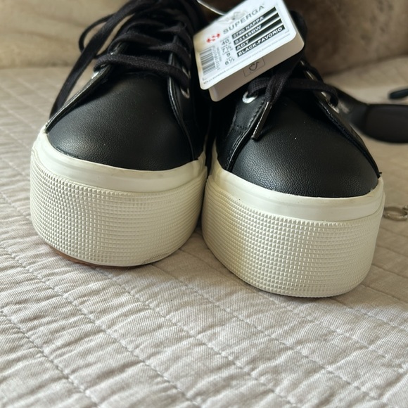 Superga 2790 Nappa matte black platform fashion sneakers 9 women’s - Picture 5 of 13